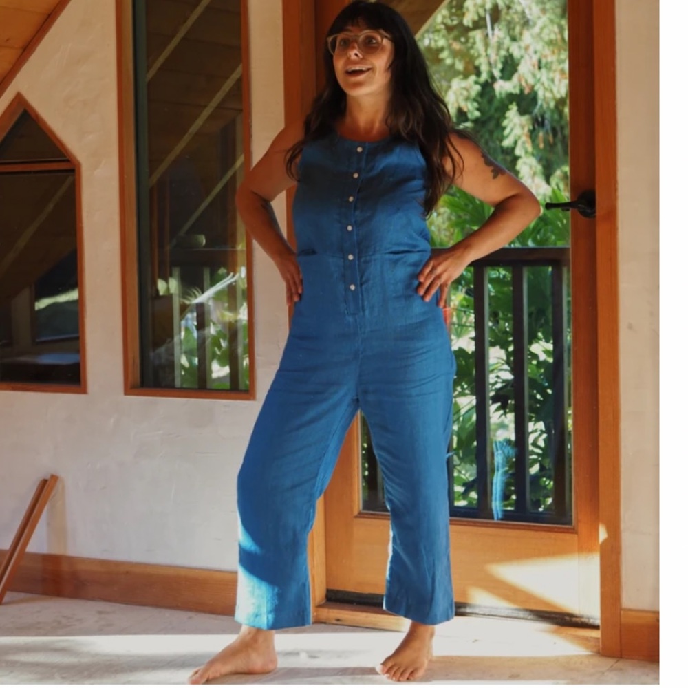 Beaton Blue Linen Jumpsuit size XS